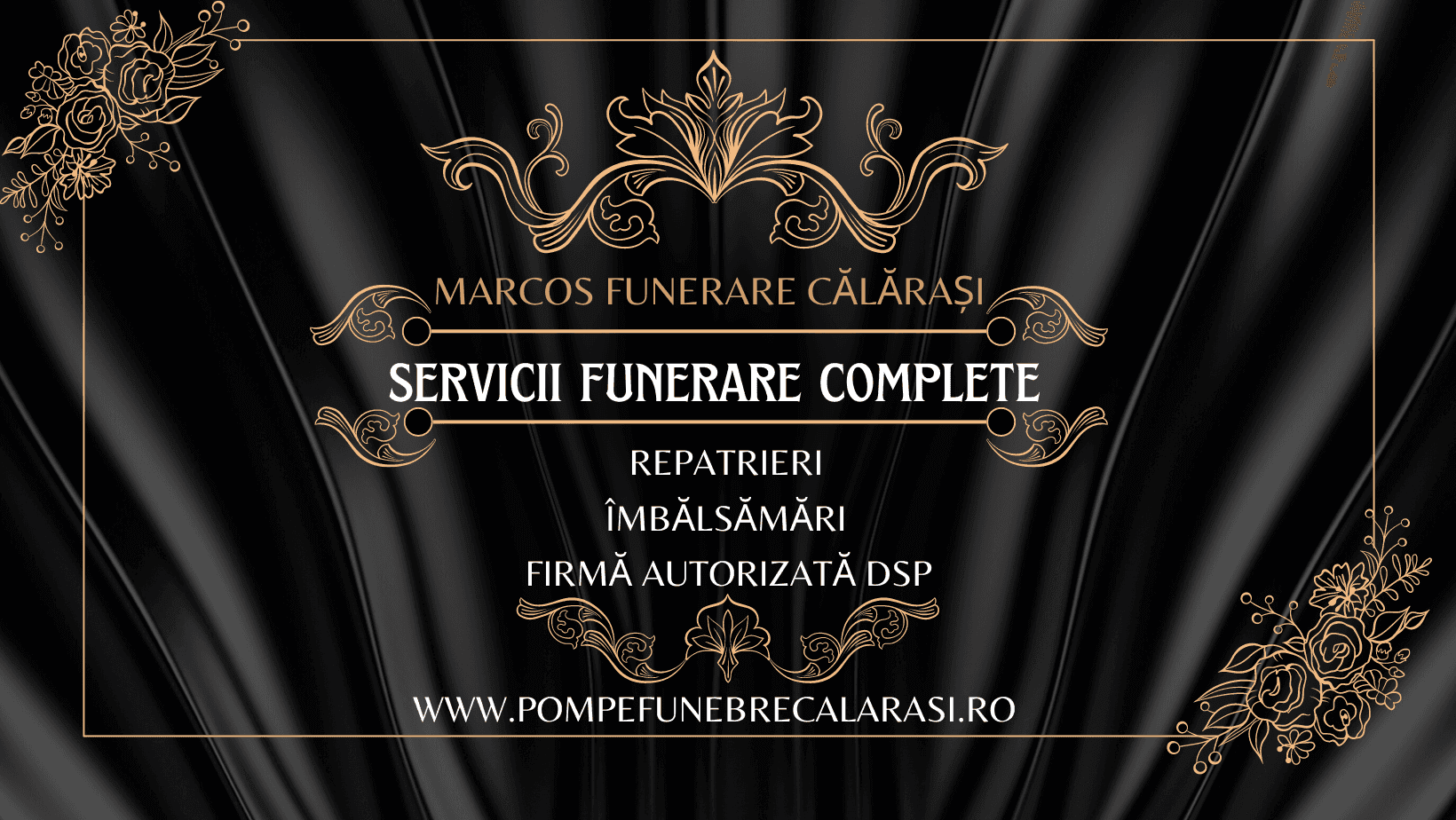 Servicii funerare complete NonStop în Călărași și împrejurimi. Repatrieri, îmbălsămări autorizate, transport funerar autorizat. Înmormântări de la 0 Lei, în baza cuponului de pensie - ajutor de înmormântare 2025.